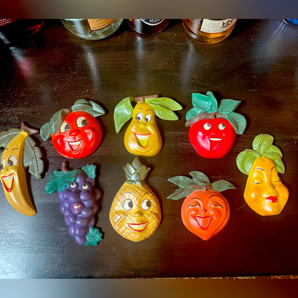 8 colorful wall hanging fruits vintage anthropomorphic